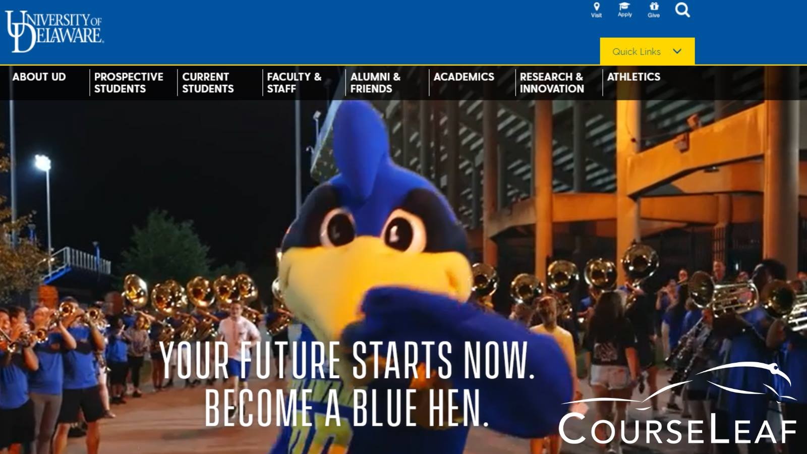 University of Delaware CourseLeaf catalog homepage